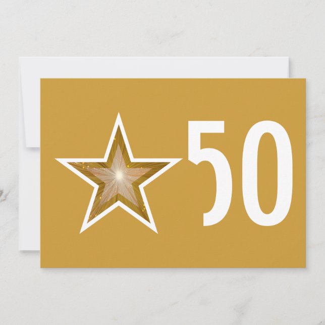Invitation anniversaire '50' Gold Star doré (Devant)