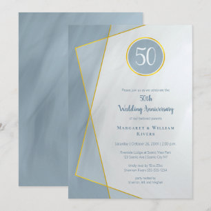 Invitation anniversaire 50e anniversaire poussiéreux bleu w o