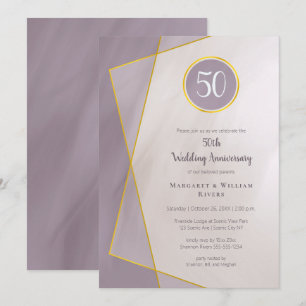 Invitation anniversaire 50e cadre en or de prune muet