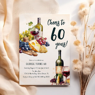Invitation Anniversaire 60 ans Fromage et Vin Adul