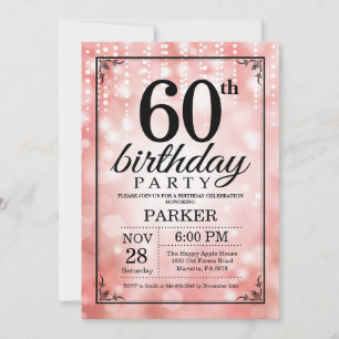 Invitation Anniversaire 60 ans Paillettes Roses