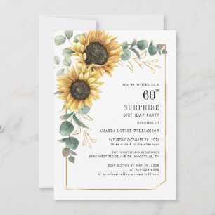Invitation Anniversaire 60 ans Tournesol Floral Moderne