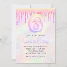 Anniversaire 6 Ans Fille Pailleté Rose Holographiq