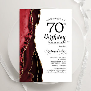 Invitation Anniversaire 70 ans Agate Or Blanc Rouge