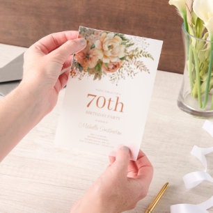 Invitation Anniversaire 70 ans Fleurs Aquarelle Cr
