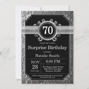 Invitation Anniversaire 70 ans surprise paillettes noires et 