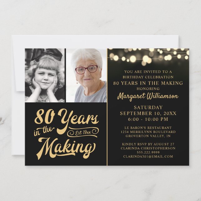 Invitation Anniversaire 80 ans dans la fabrication 2 photos n (Devant)