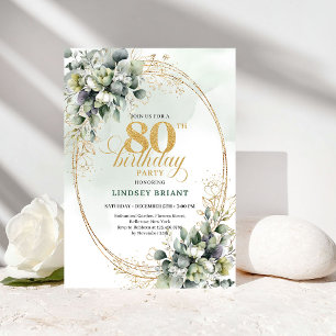 Invitation anniversaire 80 ans Elegant Boho Roses