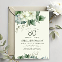 Anniversaire 80 ans élégant chic féminin floral