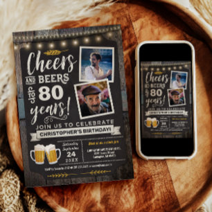 Invitation anniversaire 80 ans Photo Cheers and Be