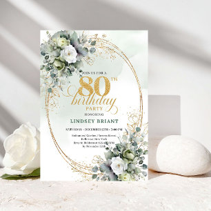Invitation Anniversaire 80 Ans Roses Blanches Luxe
