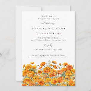 Invitation Anniversaire 85 ans Marigold Fleur du mois de nais