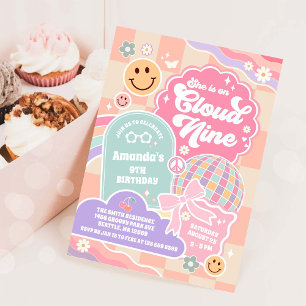 Invitation Anniversaire 9 Ans Cloud Nine Retro Gro