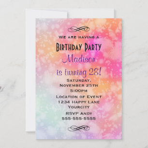 Invitation Anniversaire Abstrait Aquarelle Rose et Orange