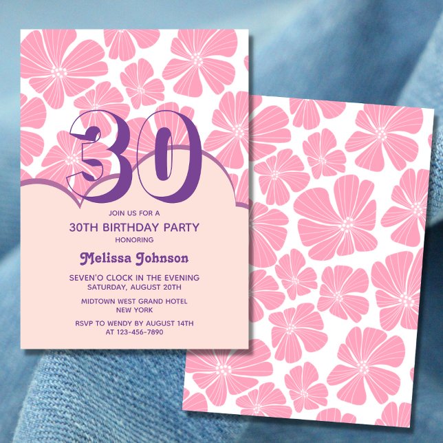 Invitation Anniversaire Abstrait de Carnation rose (Créateur téléchargé)
