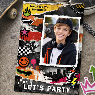 Invitation Anniversaire adolescent graffiti skate