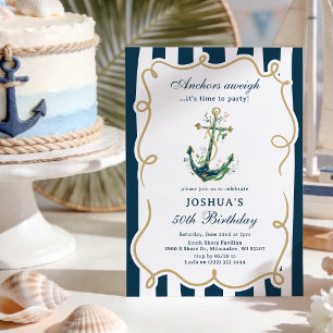 Invitation Anniversaire Adulte Ancre Nautique