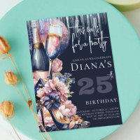 Anniversaire Adulte Bleu Pink Talon Champagne