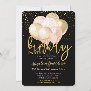 Invitation Anniversaire adulte moderne Blush Rose Or