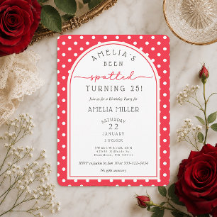 Invitation Anniversaire Adulte Tacheté de Point Rouge