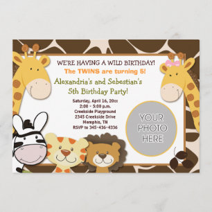 Invitation Anniversaire africain 5x7 de *PHOTO* d'animaux de