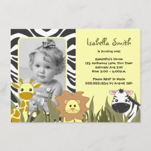 Invitation Anniversaire animal de photo de jungle mignonne