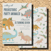 Anniversaire Animaux Bohème Dinosaures Préhistoriq