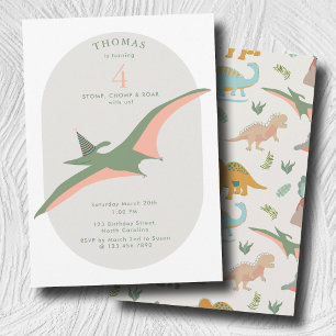 Invitation Anniversaire Animaux Fête Préhistorique Bohème Din