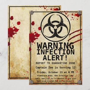 Invitation Anniversaire Apocalypse Zombie Biohazard Hallowe