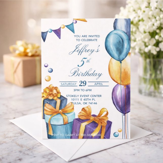 Invitation Anniversaire aquarelle (Créateur téléchargé)