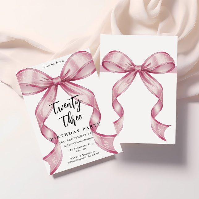 Invitation Anniversaire Arc-en-ciel Rose Coquette Bow (Créateur téléchargé)