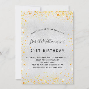 Invitation Anniversaire argent or parties scintillant poussiè
