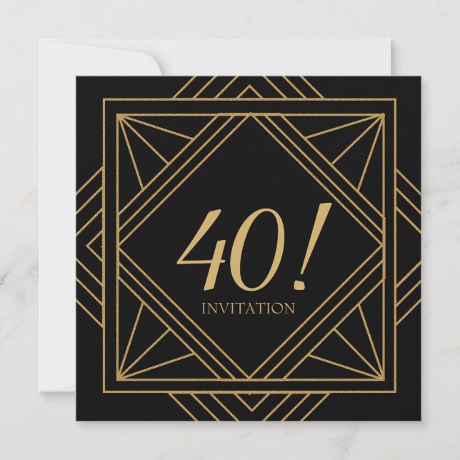 Invitation Anniversaire Art déco des années 20 (Devant)