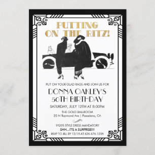 Invitation Anniversaire Art Déco Gatsby TOUT ÂGE