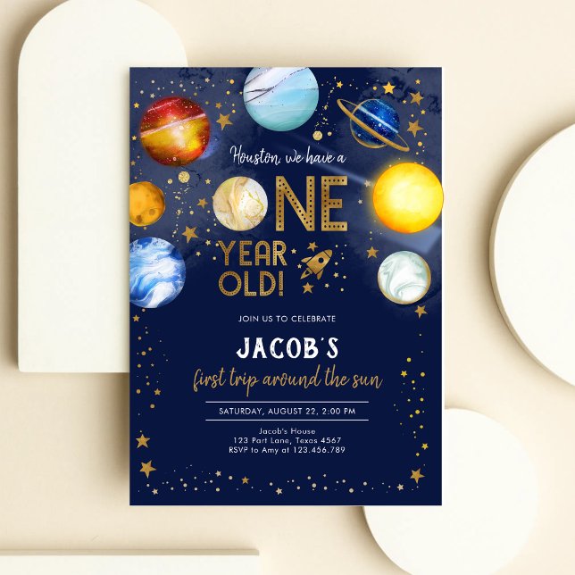 Invitation Anniversaire Astronaute Espace Extérieur Galaxie P (Créateur téléchargé)