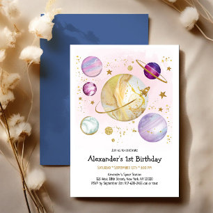 Invitation Anniversaire Astronaute Planète Galaxie Espace