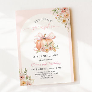 Invitation Anniversaire avec Citrouille à Ruban Rose