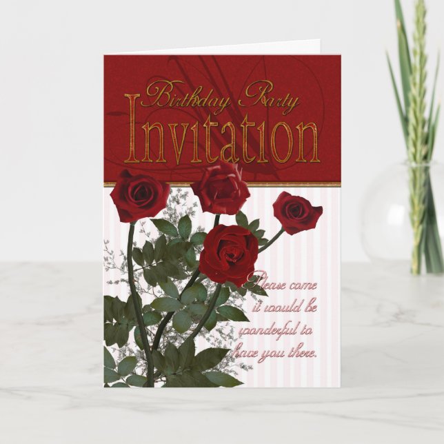 Invitation Anniversaire Avec Rose (Devant)