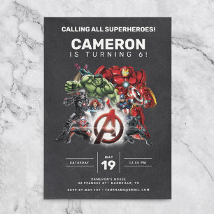 Invitation Anniversaire Avengers Tableau Noir