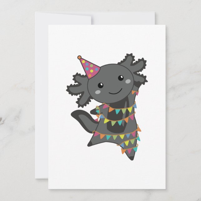 Invitation Anniversaire Axolotl Garland Masque Visage pour ad (Devant)