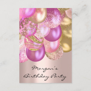 Invitation Anniversaire Baby shower or rose Ballons augmente