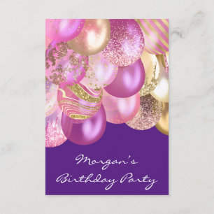 Invitation Anniversaire Baby shower or rose Ballonspurple