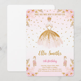 Invitation anniversaire ballerine modifiable