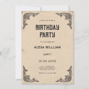 Invitation anniversaire baroque vintage