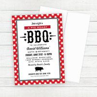 Anniversaire BBQ Cochon Rôti Gingham Rouge