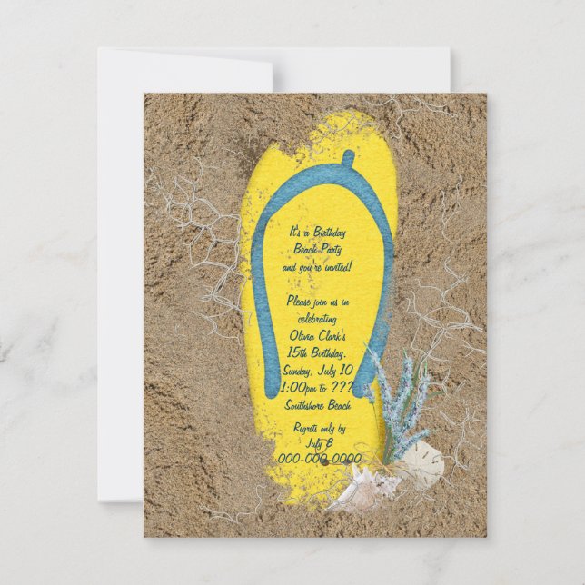 Invitation Anniversaire Beach Party (Devant)