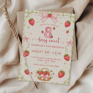 Invitation Anniversaire Berry Sweet 8 ans fraise