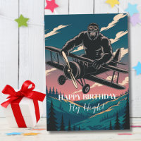 Anniversaire Bigfoot Vintage Avion Nuages drôle