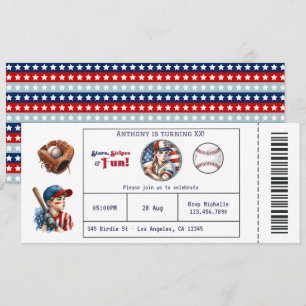 Invitation Anniversaire Billet de Baseball Garçon