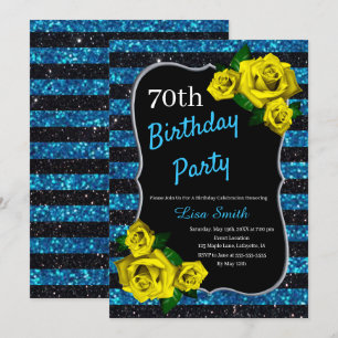 Invitation Anniversaire Black Blue Stripes Parties scintillan